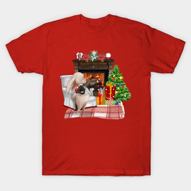 Playing violin on Christmas eve T-Shirt by Athikan